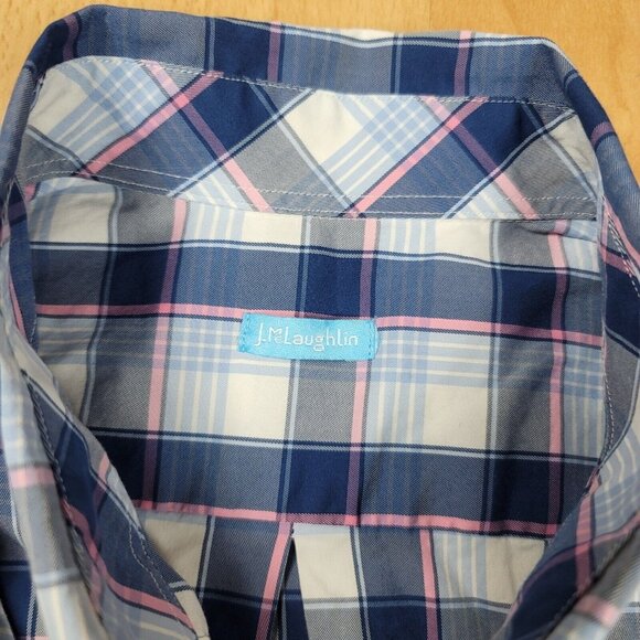 J. Mclaughlin Shirt‎ Men's Size Medium Stretch Dress Plaid Long Sleeve Button - Picture 3 of 7